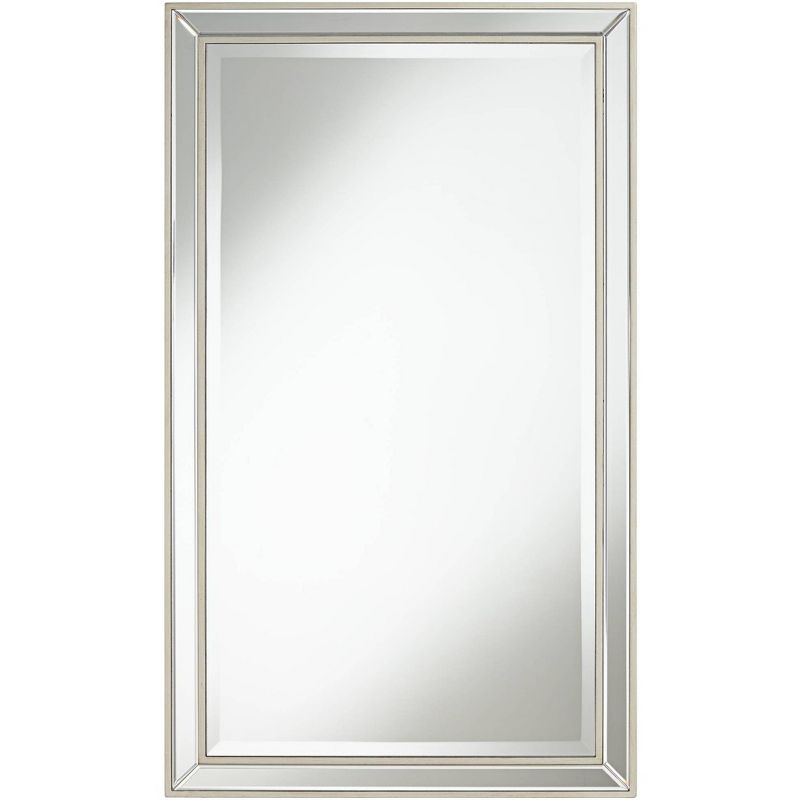 Noble Park Helena Rectangular Vanity Accent Wall Mirror Modern Beveled Silver Frame 25" Wide for Bathroom Bedroom Living Room Home Office Entryway, 1 of 10