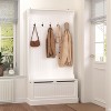 HDZNVF Entryway Bench with Standing Coat Rack, Hall Tree with Shoe Storage Bench, White - 3 of 4