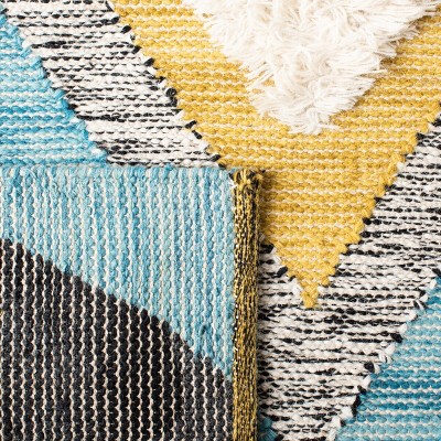 Kenya Hand-Knotted Black and Ivory Wool Area Rug