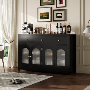 Coolmee Buffet Cabinet with Drawers, 55 Inch Large Sideboard Buffet Storage Cabinet with 3 Drawer and 4 Doors, Wood Coffee Bar Buffet Table - 1 of 4