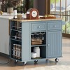 NicBex 39.8Inch Rolling Kitchen Island with Drop Leaf,Power Outlet and Open Storage,Kitchen Cart with 2 Drawers and 1 Door Cabinet - 2 of 4