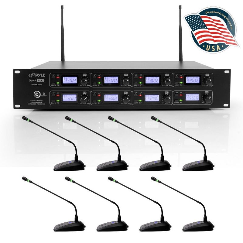 Pyle 8 Channel Conference Microphone System - Black, 1 of 8