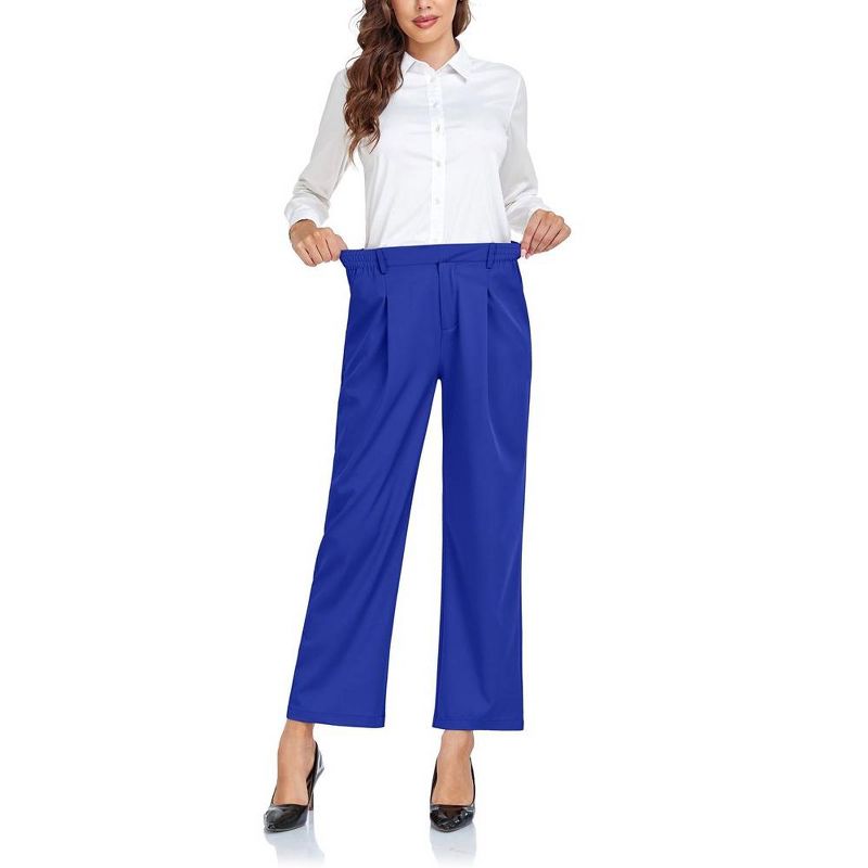 Women's Wide Leg Suit Pants Loose Fit High Elastic Waisted Business Casual Long Trousers Pant, 4 of 7
