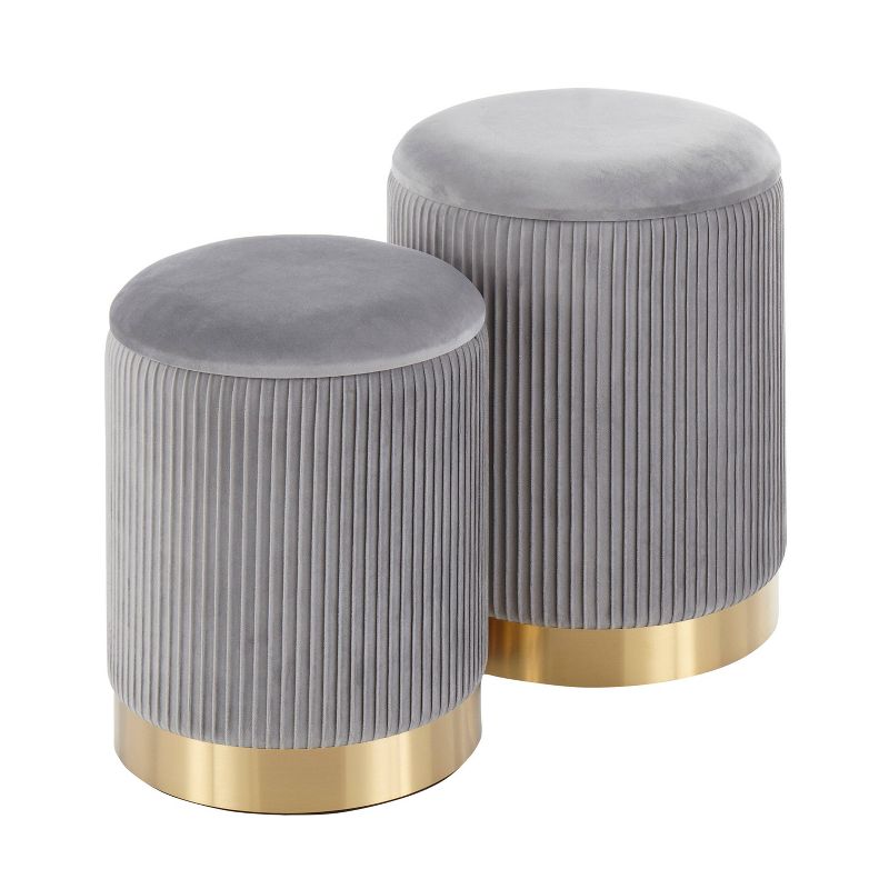 Marla Contemporary Nesting Pleated Ottomans Gold/Gray - LumiSource, 1 of 15