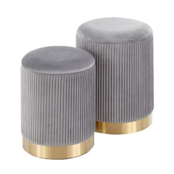 Marla Contemporary Nesting Pleated Ottomans Gold/Gray - LumiSource