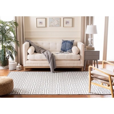 Grey and Ivory Geometric Handwoven Wool Area Rug 3' x 5'