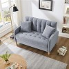 NicBex Modern Velvet Upholstered Loveseat Sofa  with Wooden Nature Legs,Fluffy Single Sofa for Living Room,Department - 3 of 4