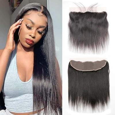 Jessie's Wig HD Lace Frontal Silk Straight 13x4 Pre-Pluck Lace Human Hair Extensions Natural Black 12-18Inch