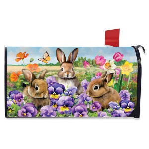 Briarwood Lane Spring Mailbox Cover  - Standard Size - Spring Bunny Trio For Spring Mailbox Cover - 1 of 2