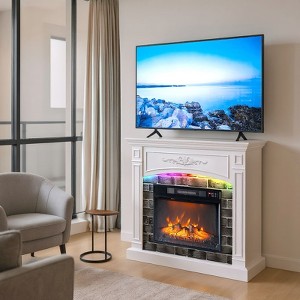 Farmhouse White 43'' TV Stand For Tvs Up To 55'' With 18'' Electric Fireplace - 1 of 4