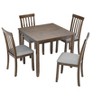 NicBex 34.5" Dining Table Set for 4 Square Wooden Dining Table with 4 Upholstered Chairs for Kitchen - 4 of 4