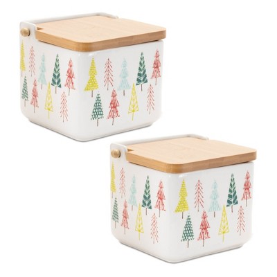 Ceramic Pine Tree Print Box (Set of 2)