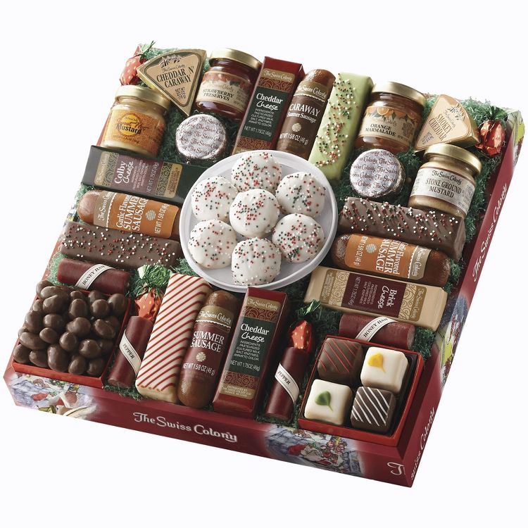 The Swiss Colony 27 Favorites Food Gift Box Assorted Meats & Cheeses, Chocolates, Petits Fours and more, 1 of 7