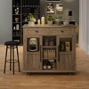 Kitchen Island with Storage, 41" Drop Leaf Table, Mobile Coffee Bar Station, 2 Cabinets, 2 Drawers, 3 Shelves - 4 of 4