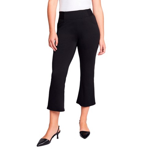 June + Vie By Roaman's Women's Plus Size Formfit Ponte Cropped