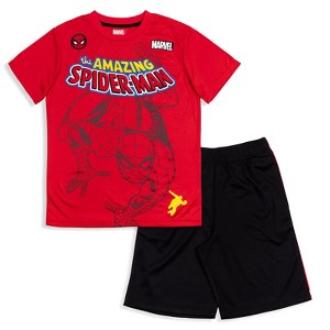 Marvel Avengers Captain America Hulk Thor Iron Man T-Shirt and Mesh Shorts Outfit Set Toddler to Big Kid - 1 of 4