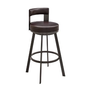 Armen Living 30" Flynn Metal with Faux Leather Swivel Barstool - 1 of 4