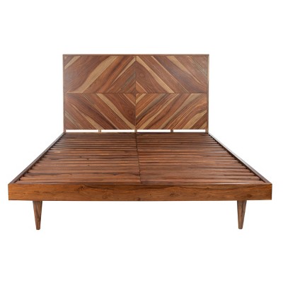 Cora Rose Herringbone King Bed Natural Acacia - Safavieh