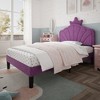 VECELO Upholstered Crown-Shaped Kids Bed Frame Wooden Platform Bed with Adjustable Headboard, No Box Spring Needed - 4 of 4