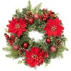 16" Christmas Wreath, Artificial Christmas Pine Needle Wreath with LED Lights, Indoor and Outdoor Holiday Decoration Wreath for Doors, Windows, Walls - 2 of 4