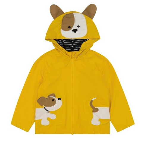 London Fog Toddler Boys Little Animal Jersey Lined Rainslicker Jacket Yellow Puppy 4t Target