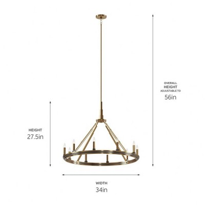 Emmala 10-Light Art Deco Chandelier in Brushed Natural Brass