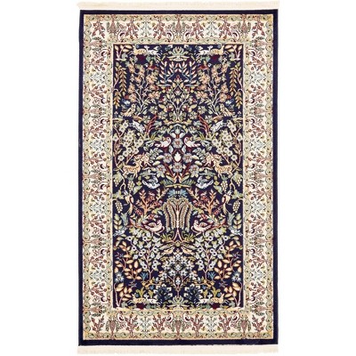 Navy Blue Rectangular Synthetic Stain-Resistant Area Rug