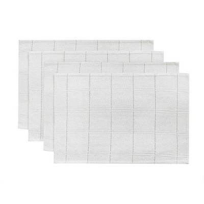 Izod Chadwick White Silver Lurex Set of 4 Placemats