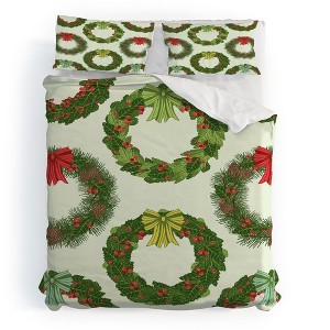 Sabine Reinhart Christmas Wreaths Duvet Cover + Pillow Sham(s) - Deny Designs - 1 of 4