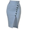 Allegra K Women's Vintage Button Decor Belted Split Front Knee Length Pencil Skirt - 3 of 4