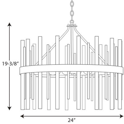 Orrizo Black and Gold 6-Light Drum Chandelier with Clear Glass