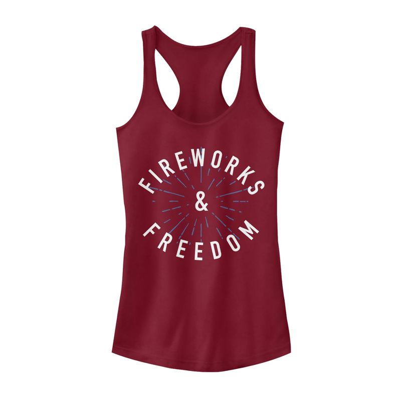 Juniors Womens Lost Gods Fourth of July  Fireworks & Freedom Racerback Tank Top, 1 of 4