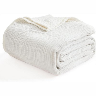 Attop All-Season Breathable Gauze Cotton Throw Blanket - 50"x70" Large Size, Soft Lightweight for Couch & Bed