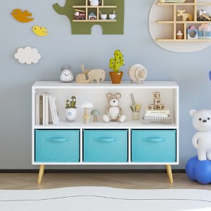 SeaCamel Kids Collapsible Fabric Drawer Bookcase - White/Gray | Toy Storage & Book Display Cabinet - 1 of 4