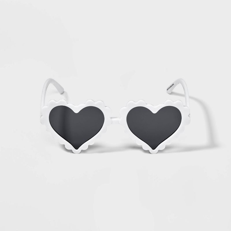 Girls&#39; Fluted Heart Sunglasses - Cat &#38; Jack&#8482; White, 1 of 8