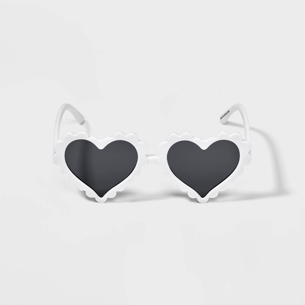 Photos - Sunglasses Girls' Fluted Heart  - Cat & Jack™ White