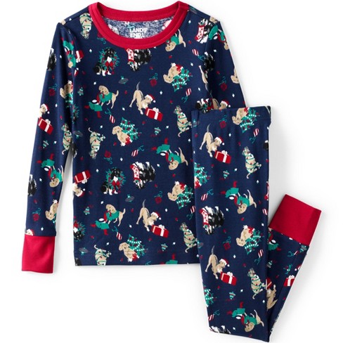 Lands' End Kids Long Sleeve Top And Bottom Snug Fit Pajama Set - 12 - Deep  Sea Navy Holiday Pups : Target