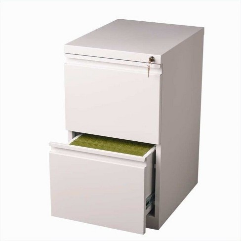 Steel 20 In Deep 2 Drawer Mobile File Cabinet In White Hirsh