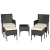 Tangkula 5PCS Outdoor Rattan Wicker Sofa Set Patio Conversation Set w/ 2 Ottomans - 2 of 4