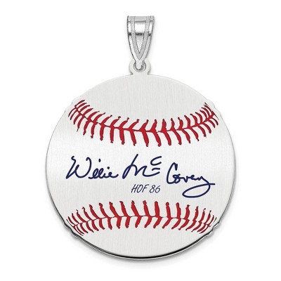 Black Bow Jewelry Sterling Silver Willie McCovey Signature MD Enamel Baseball Pendant