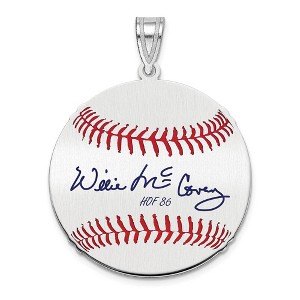 Black Bow Jewelry Sterling Silver Willie McCovey Signature MD Enamel Baseball Pendant - 1 of 4