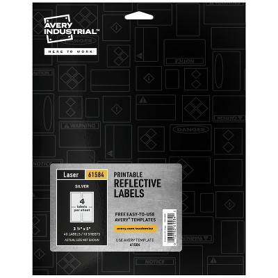 Avery - Reflective Sign Labels - Silver - 40 Labels - 10 Sheets