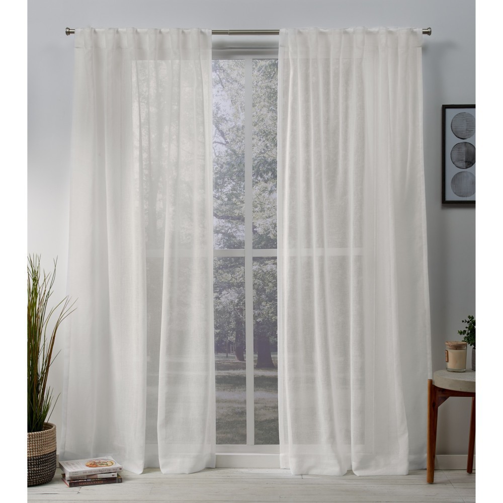 Photos - Curtains & Drapes Set of 2  Belgian Sheer Hidden Tab Top Curtain Panel Ivory - Excl(63"x50")