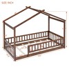 CAVINAS Twin Size Wood Montessori Bed,Modern Floor Bed with House Shaped Frame and Safety Fence,Toddler Bed for Bedroom,Walnut - 3 of 4