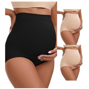 INSPIRE CHIC 3 Packs Women's High Waist Maternity Briefs Butt Lifter Seamless Comfortable Pregnancy Ladies Panties - 1 of 4