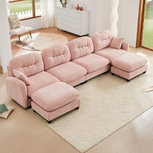 VASIP Modular Sectional L-Shaped Chenille Sectional with Ottoman - Tufted Backrest and Ergonomic Design, for Living Room,Apartment,Bedroom - 1 of 4