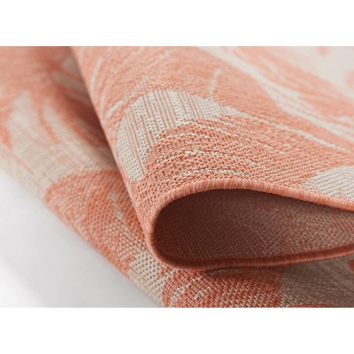 Coral Palm Print Washable Chenille Runner Rug