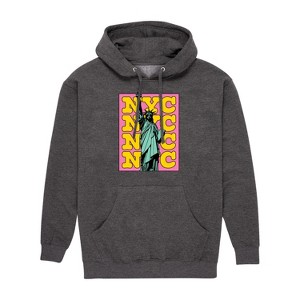 Men's - Instant Message - NYC Statue Of Liberty Stacked Graphic Fleece Pullover Hoodie - 1 of 4