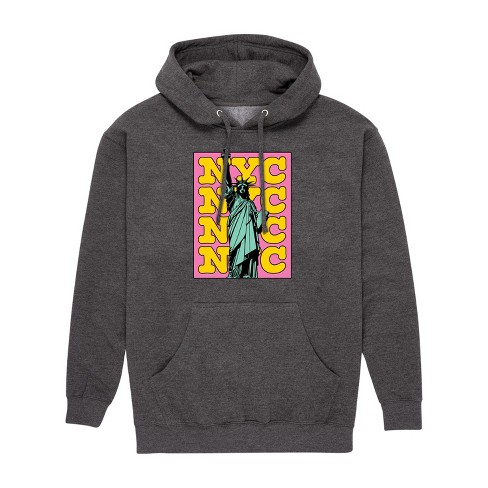 Men's - Instant Message - NYC Statue Of Liberty Stacked Graphic Fleece Pullover Hoodie - image 1 of 4