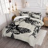 Acoinel 3 Pcs Moth Skull Lightwight Ultra Soft Comforter Set with 2 Pillowcases, White - 2 of 4